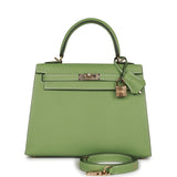 Hermes Special Order (HSS) Kelly Sellier 25 Vert Criquet Epsom Permabrass Hardware