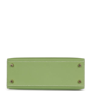 Hermes Special Order (HSS) Kelly Sellier 25 Vert Criquet Epsom Permabrass Hardware