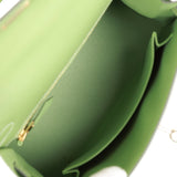 Hermes Special Order (HSS) Kelly Sellier 25 Vert Criquet Epsom Permabrass Hardware