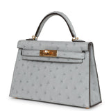 Hermes Kelly Sellier 20 Bleu Glacier Ostrich Gold Hardware
