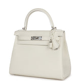 Hermes Kelly Retourne 28 White Evercolor Palladium Hardware