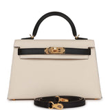 Hermes Special Order (HSS) Kelly Sellier 20 Craie and Black Epsom Gold Hardware