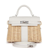 Hermes Mini Picnic Kelly 20 White Swift Palladium Hardware