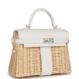 Hermes Mini Picnic Kelly 20 White Swift Palladium Hardware