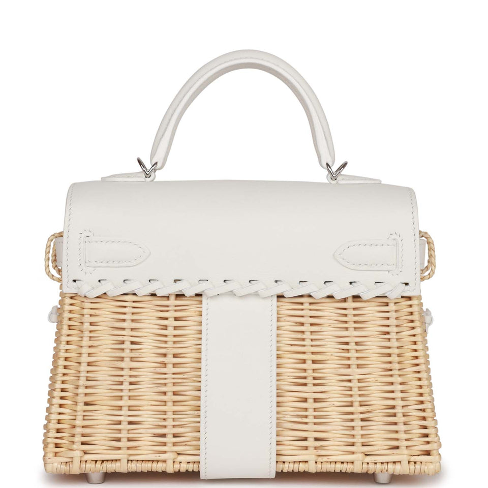 Hermes Mini Picnic Kelly 20 White Swift Palladium Hardware