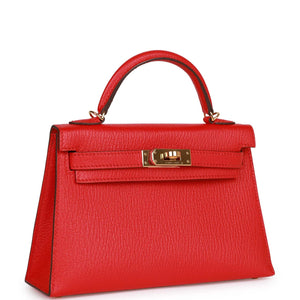 Hermes Kelly 20 Rouge de Coeur Chevre Mysore Gold Hardware