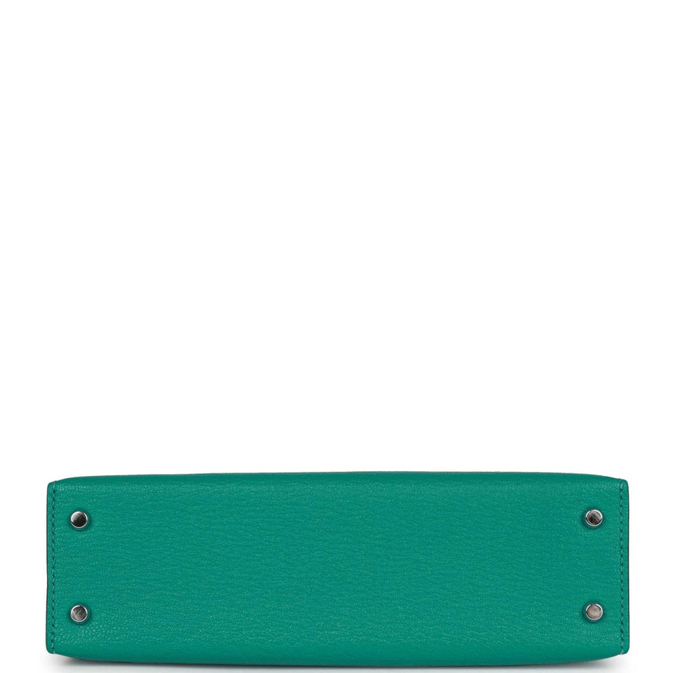 Hermes Kelly 20 Verso Vert Verone Verso Chevre Palladium Hardware