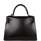 Hermes Kelly Sellier 28 Black Box Gold Hardware