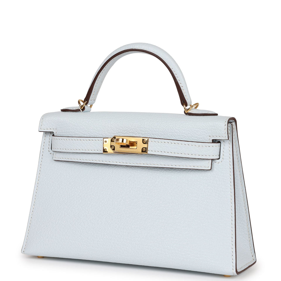 Hermes Kelly Sellier 20 Bleu Brume Chevre Gold Hardware