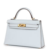 Hermes Kelly Sellier 20 Bleu Brume Chevre Gold Hardware