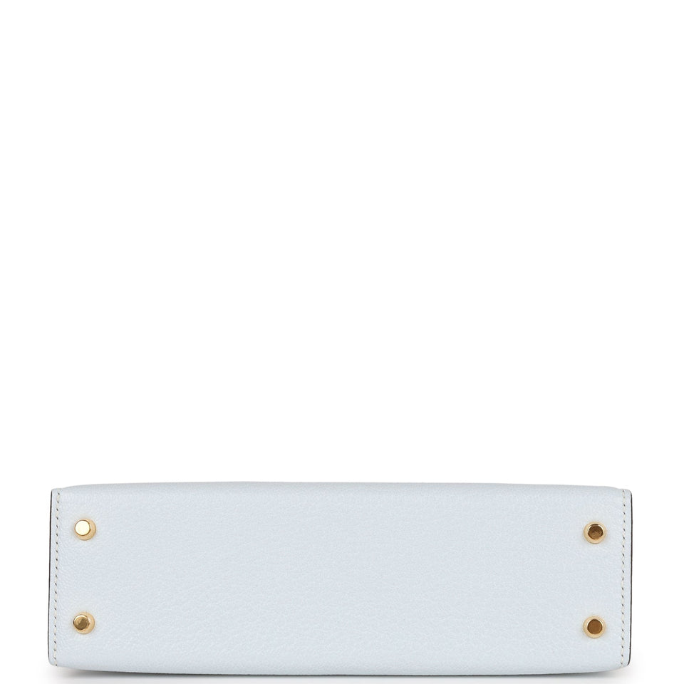 Hermes Kelly Sellier 20 Bleu Brume Chevre Gold Hardware
