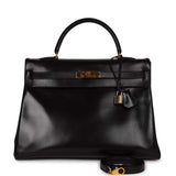 Hermes Kelly 35 Retourne Black Box Gold Hardware