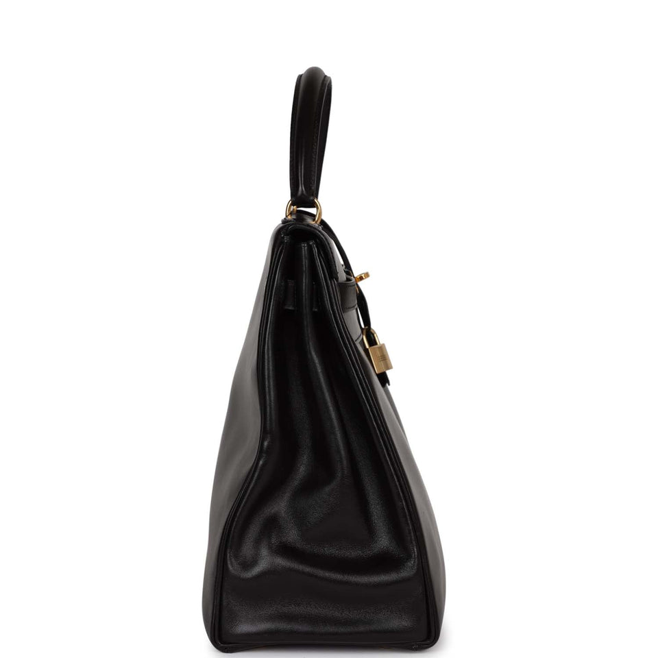Hermes Kelly 35 Retourne Black Box Gold Hardware