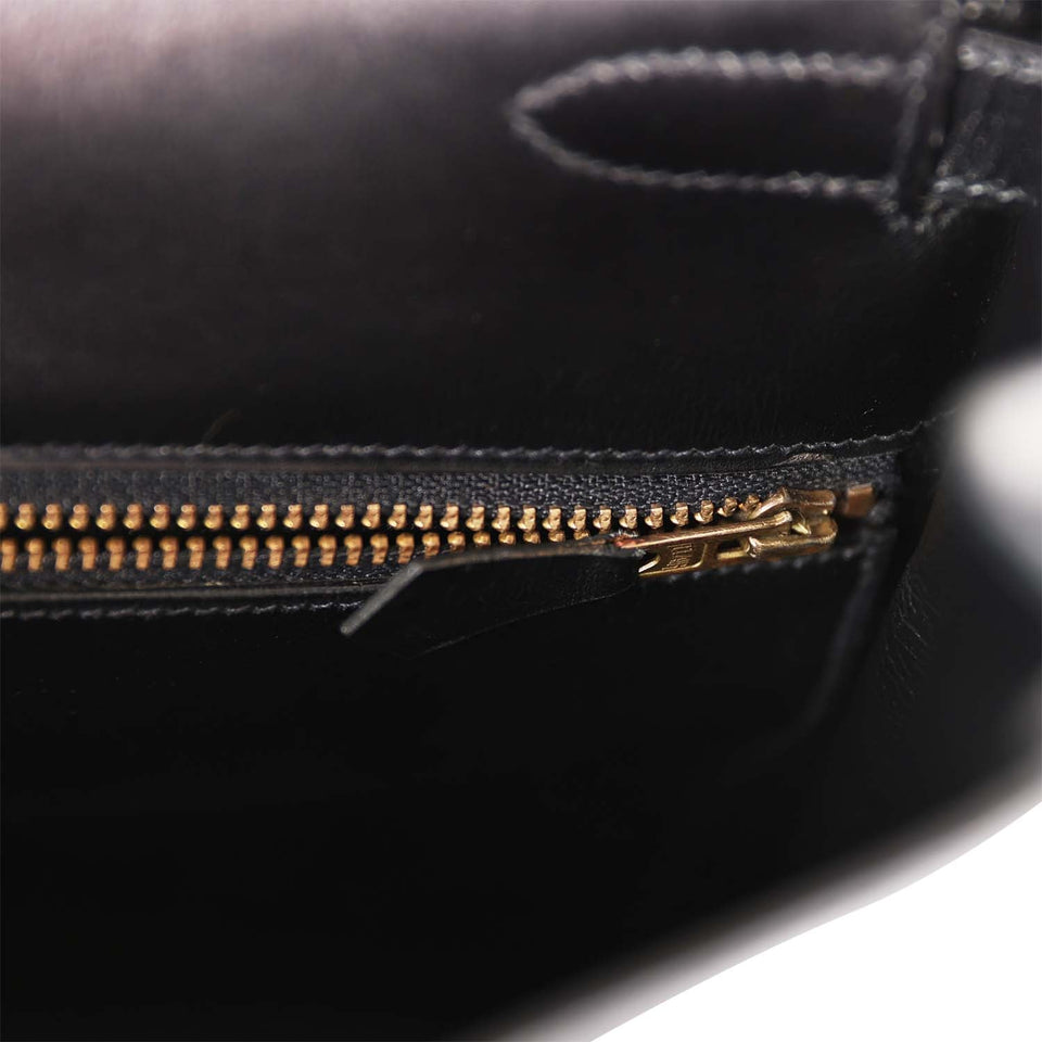 Hermes Kelly 35 Retourne Black Box Gold Hardware
