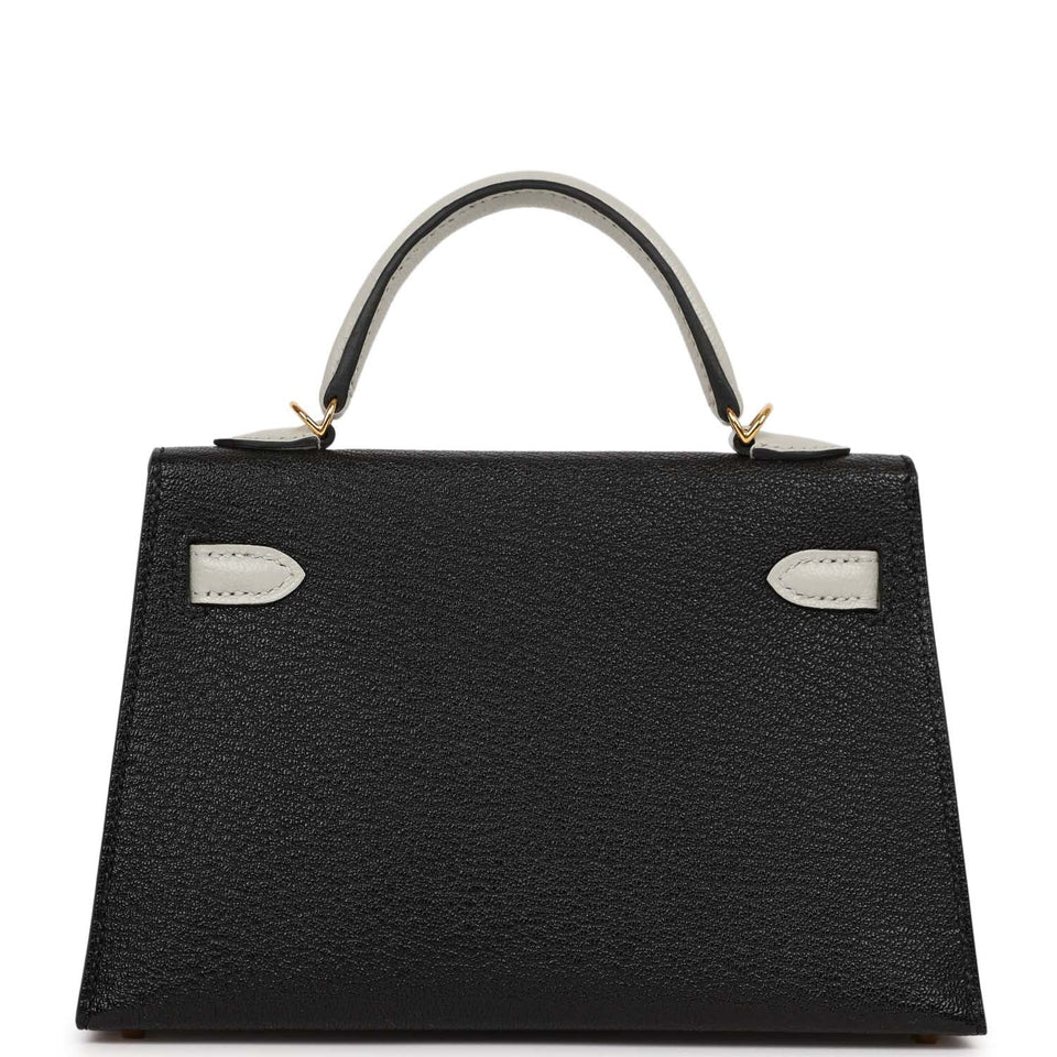 Hermes HSS Kelly Sellier 20 Black and Gris Perle Chevre Mysore Gold Hardware