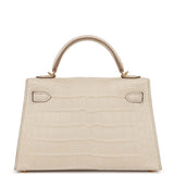 Hermes Kelly Sellier 20 Beton Mate Alligator Gold Hardware