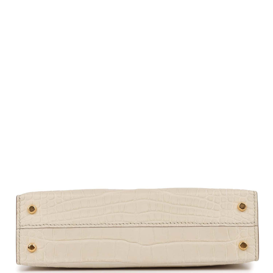 Hermes Kelly Sellier 20 Beton Mate Alligator Gold Hardware