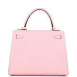 Hermes Special Order (HSS) Kelly Sellier 25 Rose Sakura Chevre Permabrass Hardware