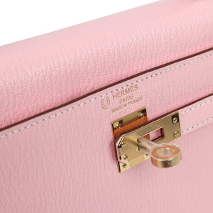 Hermes Special Order (HSS) Kelly Sellier 25 Rose Sakura Chevre Permabrass Hardware