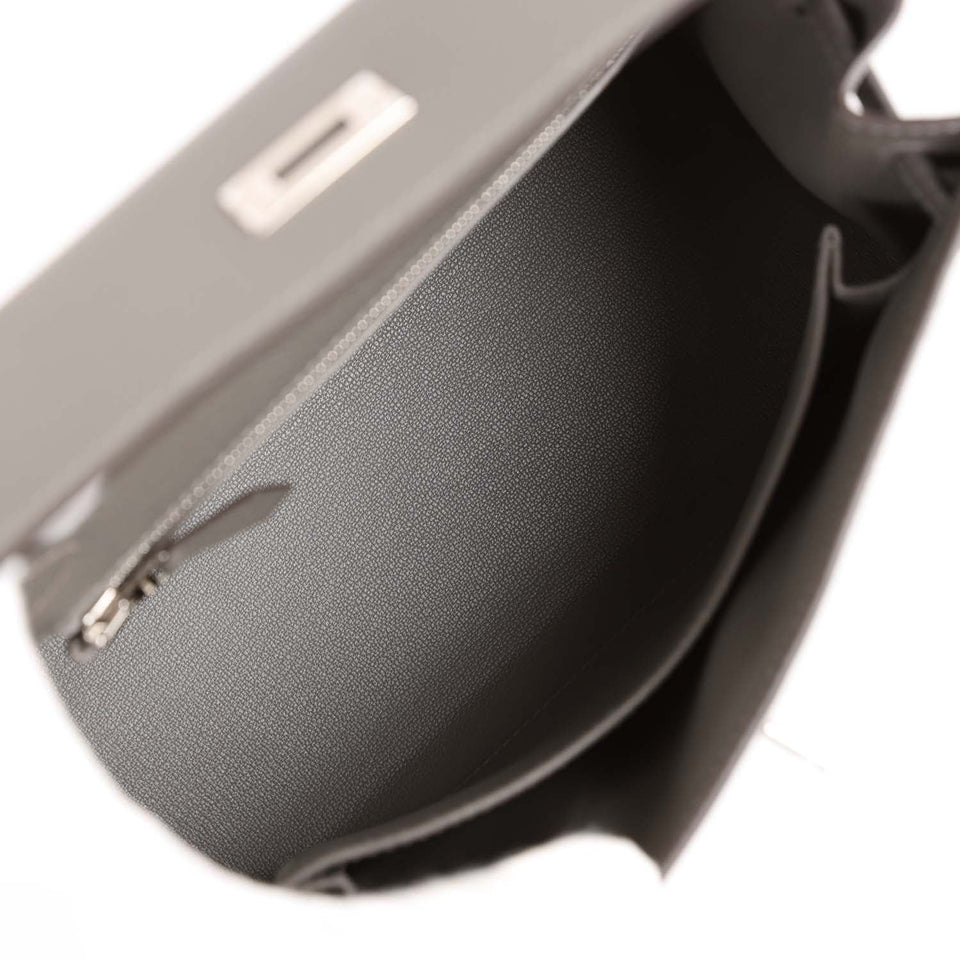 Hermes Kelly Sellier 25 Gris Meyer Epsom Palladium Hardware