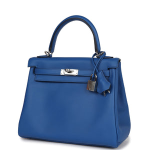 Hermes Kelly Retourne 25 Bleu France Swift Palladium Hardware
