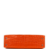 Hermes Kelly Sellier 20 Orange Poppy Shiny Alligator Palladium Hardware