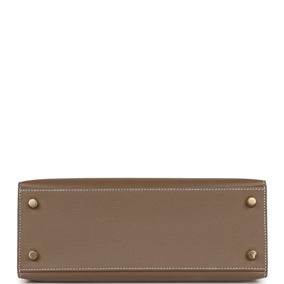 Hermes Kelly Sellier 25 Etoupe Epsom Gold Hardware