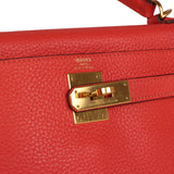 Hermes Kelly Retourne 28 Rouge Pivoine Togo Gold Hardware
