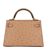 Hermes Kelly Sellier 20 Chai Ostrich Gold Hardware