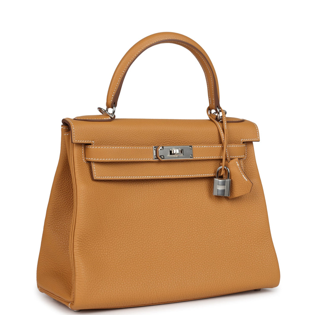 Hermes Kelly Retourne 28 Naturel Sable Togo Palladium Hardware