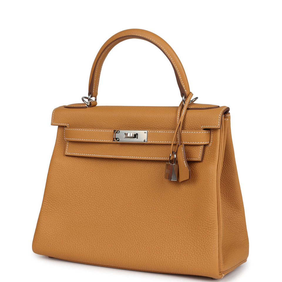 Hermes Kelly Retourne 28 Naturel Sable Togo Palladium Hardware
