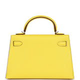Hermes Kelly Sellier 20 Jaune Citron Chevre Palladium Hardware