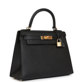 Hermes Kelly Sellier 28 Black Epsom Gold Hardware