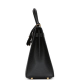 Hermes Kelly Sellier 28 Black Epsom Gold Hardware