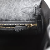 Hermes Kelly Sellier 28 Black Epsom Gold Hardware