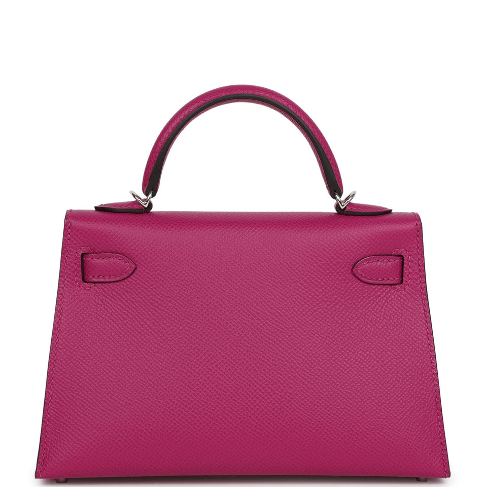 Hermes Special Order (HSS) Kelly Sellier 20 Rose Pourpre Verso Epsom Palladium Hardware