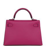 Hermes Special Order (HSS) Kelly Sellier 20 Rose Pourpre Verso Epsom Palladium Hardware