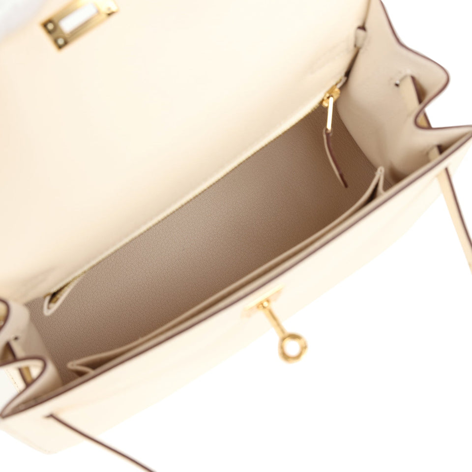Hermes Kelly Sellier 25 Nata Epsom Gold Hardware
