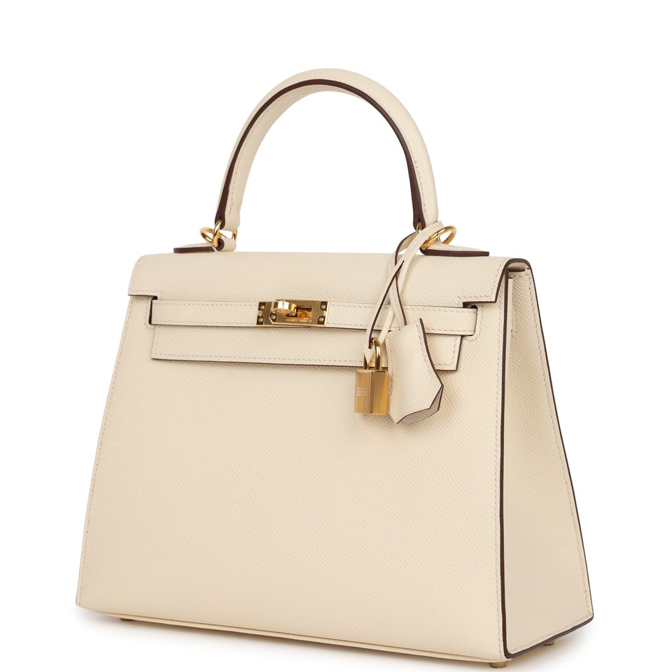 Hermes Kelly Sellier 25 Nata Epsom Gold Hardware