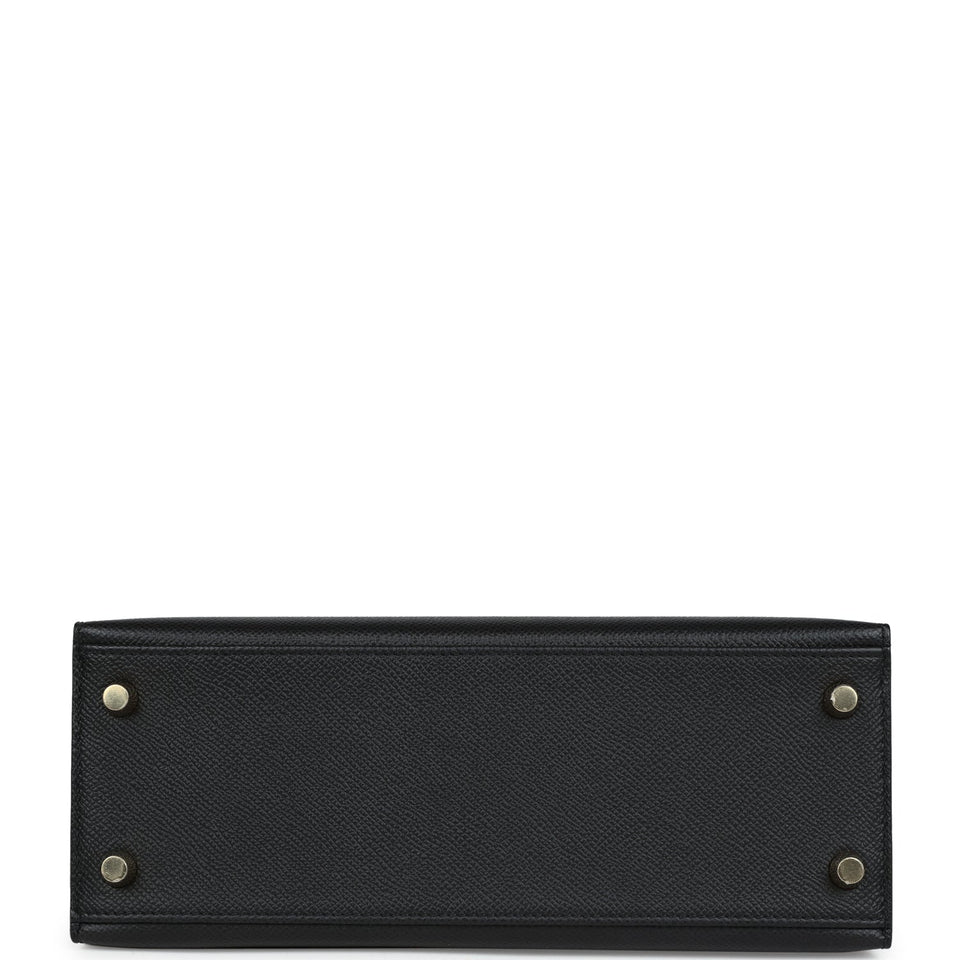 Hermes Kelly Sellier 25 Black Epsom Gold Hardware