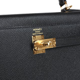 Hermes Kelly Sellier 25 Black Epsom Gold Hardware