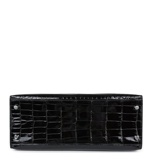 Hermes Kelly Sellier 28 Black Shiny Niloticus Crocodile Palladium Hardware
