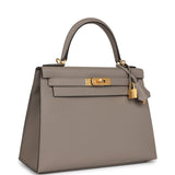 Hermes Special Order (HSS) Kelly Sellier 28 Gris Asphalte Verso Epsom Brushed Gold Hardware