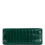 Hermes Kelly Sellier 25 Emerald Shiny Alligator Gold Hardware