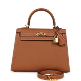 Hermes Kelly Sellier 25 Gold Epsom Gold Hardware