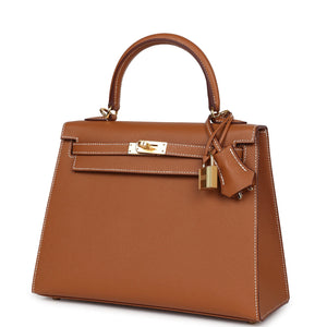 Hermes Kelly Sellier 25 Gold Epsom Gold Hardware
