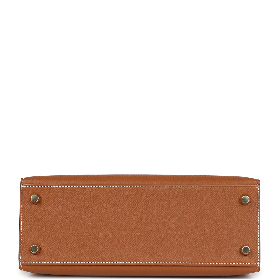 Hermes Kelly Sellier 25 Gold Epsom Gold Hardware