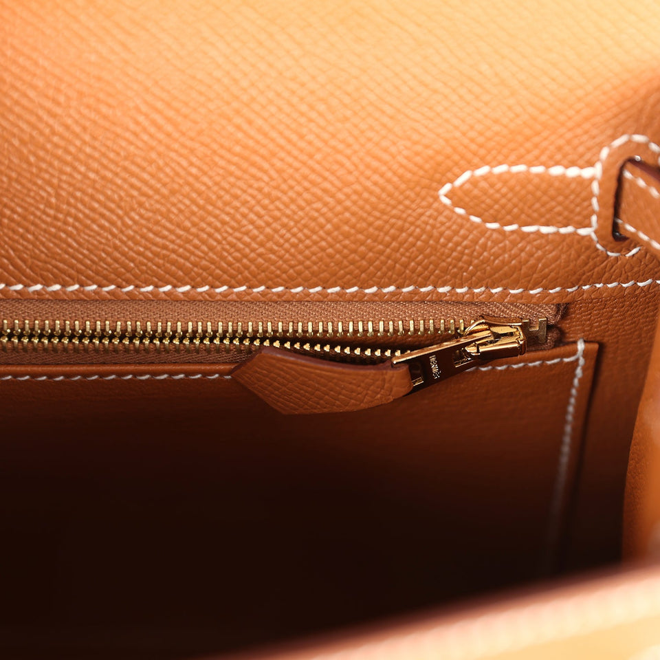 Hermes Kelly Sellier 25 Gold Epsom Gold Hardware