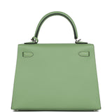 Hermes Special Order (HSS) Kelly Sellier 25 Vert Criquet Verso Epsom Palladium Hardware