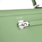 Hermes Special Order (HSS) Kelly Sellier 25 Vert Criquet Verso Epsom Palladium Hardware